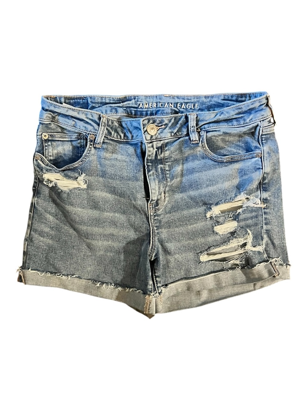 American Eagle Outfitters Ripped Light Blue Denim Shorts